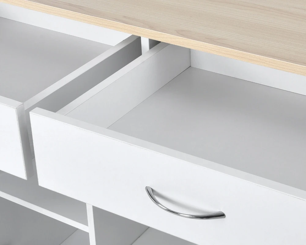 kitchen island with shelves